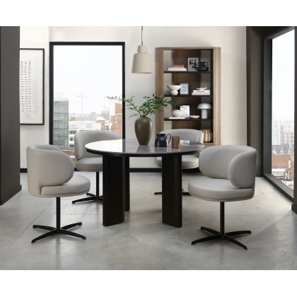 Carmen Gloss Grey Ceramic 4 Seater Dining Table with Black Oak Veneer Legs