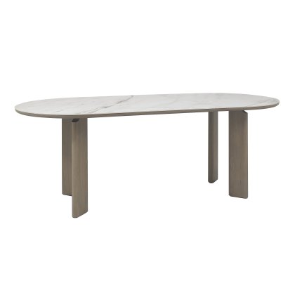 Nova Grey Oiled Oak 6 Seater Table with Monte Blanco Ceramic Top