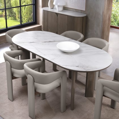 Nova Grey Oiled Oak 6 Seater Table with Monte Blanco Ceramic Top