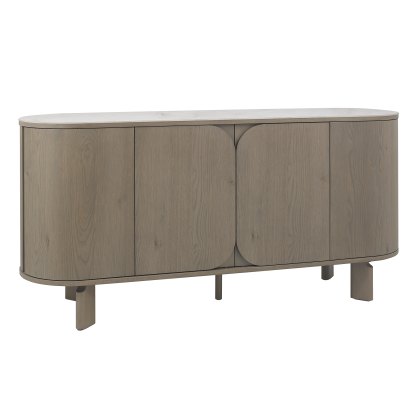 Nova Grey Oiled Oak Wide Sideboard with Monte Blanco Ceramic Top