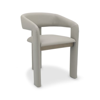 Nova Grey Oiled Oak Upholstered Chair - Grey Bonded Leather