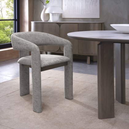 Nova Grey Oiled Oak Upholstered Chair - Grey Fabric