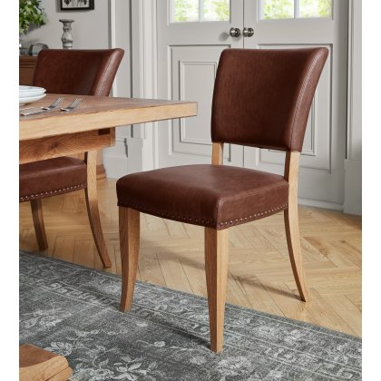 Rivera Rustic Oak Tan Faux Leather Dining Chairs
