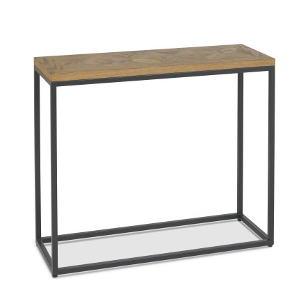 Lowry Rustic Oak & Peppercorn Narrow Console Table