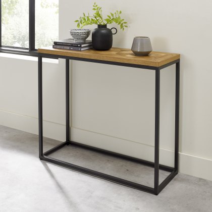 Lowry Rustic Oak & Peppercorn Narrow Console Table