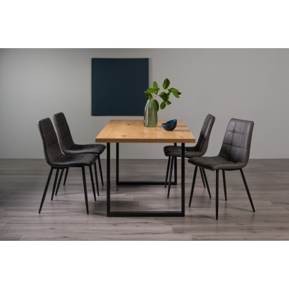 Ramsay U Leg Oak Effect 6 Seater Dining Table & 4 Mondrian Dark Grey Faux Leather Chairs