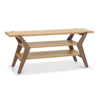 Henley Oak & Light Weathered Oak Open Media Unit
