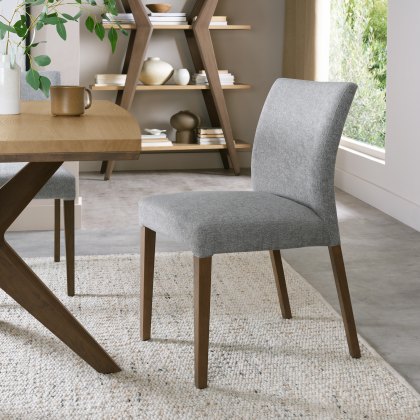 Henley Light Weathered Oak Upholstered Chairs in Grey Fabric