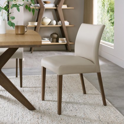 Henley Light Weathered Oak Upholstered Chairs in Ivory Bonded Leather