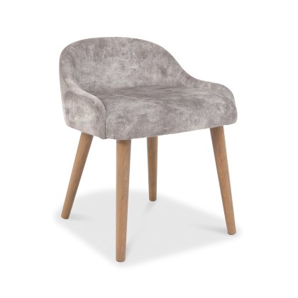 Astra Knotty Oak & Weathered Oak Stool - Pearl Velvet Fabric