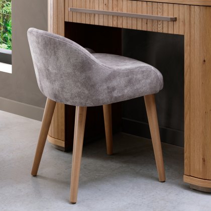 Astra Knotty Oak & Weathered Oak Stool - Pearl Velvet Fabric