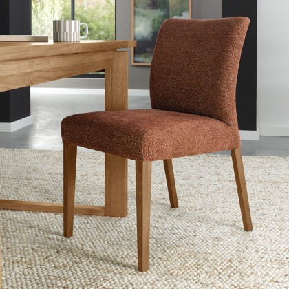 Alto - Rustic Oak Dining Chair in Auburn Fabric (Pair)