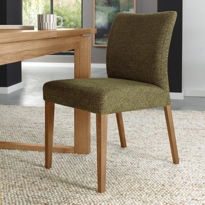 Alto - Rustic Oak Dining Chair in Green Fabric (Pair) Alto - Rustic Oak Dining Chair in Green Fabric (Pair)