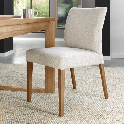 Alto - Rustic Oak Dining Chair in Oatmeal Fabric (Pair)