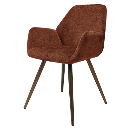 Zoran - Dining Chair in Orange Chenille Fabric (Pair)