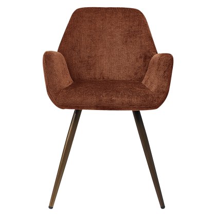 Zoran - Dining Chair in Orange Chenille Fabric (Pair)