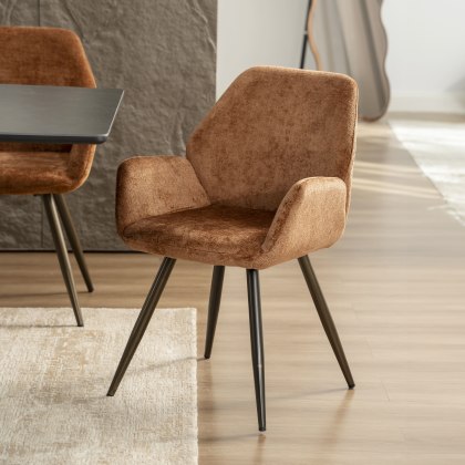 Zoran - Dining Chair in Orange Chenille Fabric (Pair) Zoran - Dining Chair in Orange Chenille Fabric (Pair)