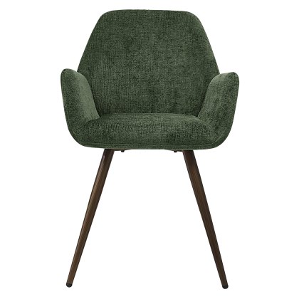 Zoran - Dining Chair in Green Chenille Fabric (Pair)