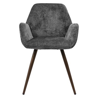 Zoran - Dining Chair in Grey Chenille Fabric (Pair)