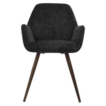 Zoran - Dining Chair in Dark Grey Chenille Fabric (Pair)