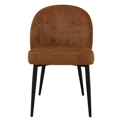 Cleo - Dining Chair in Orange Chenille Fabric (Pair)