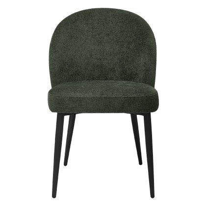 Cleo - Dining Chair in Green Chenille Fabric (Pair)