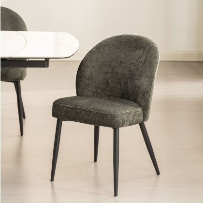 Cleo - Dining Chair in Grey Chenille Fabric (Pair) Cleo - Dining Chair in Grey Chenille Fabric (Pair)