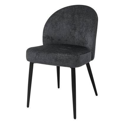 Cleo - Dining Chair in Dark Grey Chenille Fabric (Pair)
