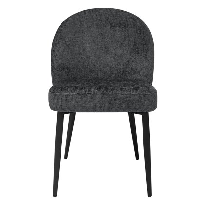 Cleo - Dining Chair in Dark Grey Chenille Fabric (Pair)