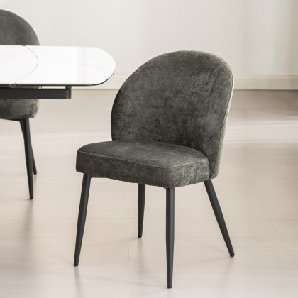 Cleo - Dining Chair in Dark Grey Chenille Fabric (Pair) Cleo - Dining Chair in Dark Grey Chenille Fabric (Pair)