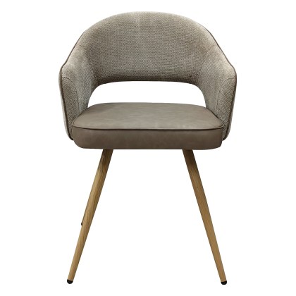 Hanson - Dining Chair in Beige Fabric & Taupe Faux Leather (Pair)