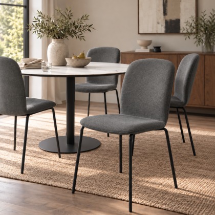 Felix - Set of 4 Stackable Chairs in Grey Fabric Felix - Set of 4 Stackable Chairs in Grey Fabric