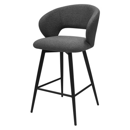 Stella - Swivel Bar Stool in Grey Boucle Fabric