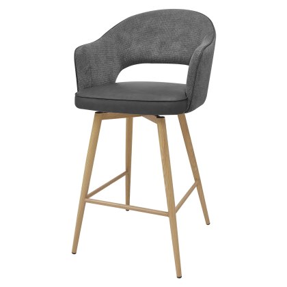 Hanson - Swivel Bar Stool in Grey Fabric & Dark Grey Faux Leather