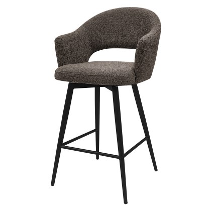 Sterling - Swivel Bar Stool in Brown Boucle Fabric