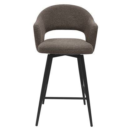 Sterling - Swivel Bar Stool in Brown Boucle Fabric
