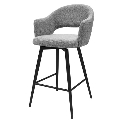 Sterling - Swivel Bar Stool in Light Grey Boucle Fabric