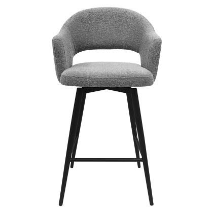 Sterling - Swivel Bar Stool in Light Grey Boucle Fabric