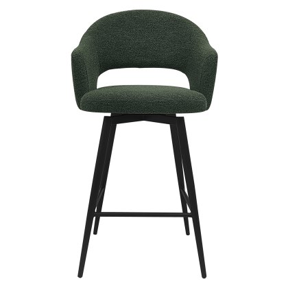 Sterling - Swivel Bar Stool in Green Boucle Fabric