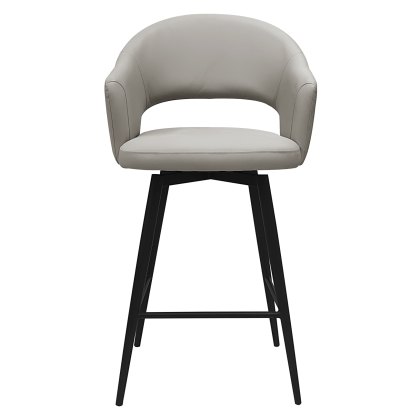 Sterling - Swivel Bar Stool in Light Grey Faux Leather