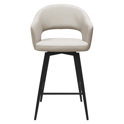 Sterling - Swivel Bar Stool in Ivory Faux Leather