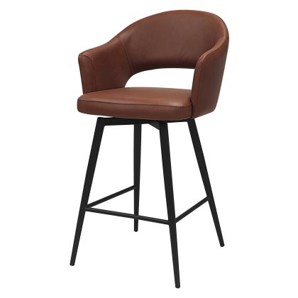 Sterling - Swivel Bar Stool in Tan Faux Leather