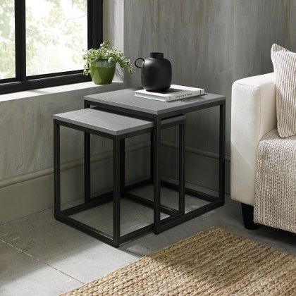 Sofia - Grey Ceramic Nest of Lamp Tables