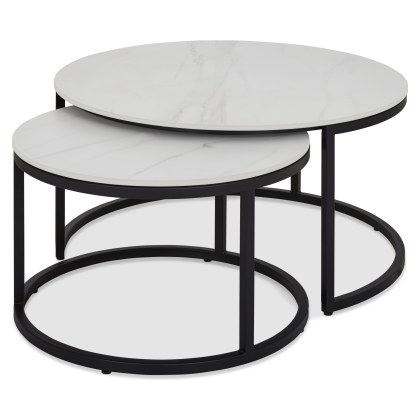 Mateo - White Ceramic Nest of Coffee Tables