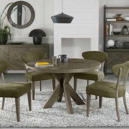Bosco - Fumed Oak 4 Seater Circular Wooden Dining Table Bosco - Fumed Oak 4 Seater Circular Wooden Dining Table
