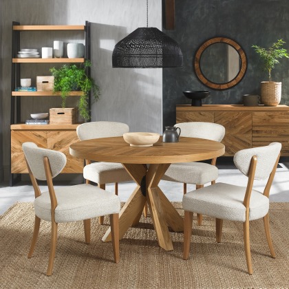 Bosco - Rustic Oak 4 Seater Circular Wooden Dining Table Bosco - Rustic Oak 4 Seater Circular Wooden Dining Table