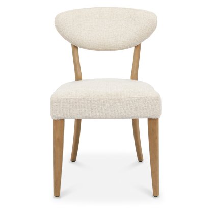 Bosco - Rustic Oak Dining Chair in Oatmeal Fabric (Pair)