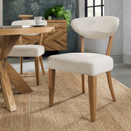Bosco - Rustic Oak Dining Chair in Oatmeal Fabric (Pair) Bosco - Rustic Oak Dining Chair in Oatmeal Fabric (Pair)