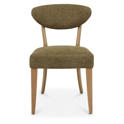 Bosco - Rustic Oak Dining Chair in Green Fabric (Pair)