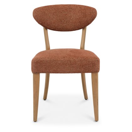 Bosco - Rustic Oak Dining Chair in Auburn Fabric (Pair)